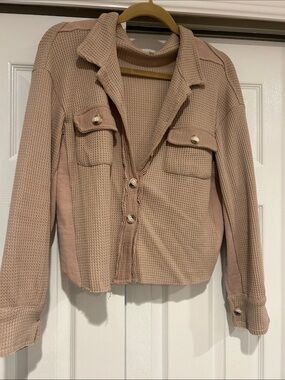 Source Unknown Blush Waffle Knit Utility Jacket